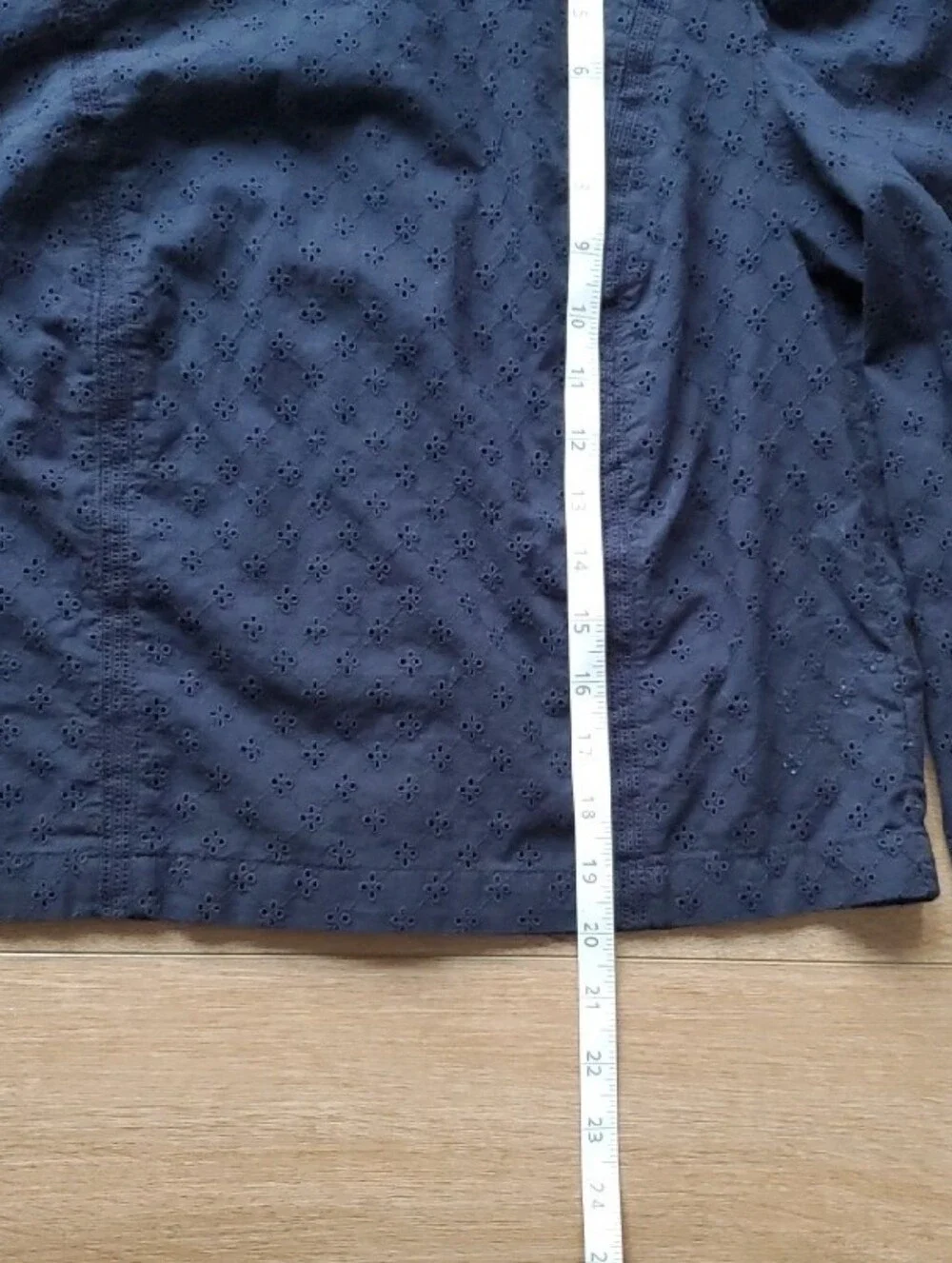 Women's Madewell Navy Eyelet Puff-Sleeve Blouse, Sz 4